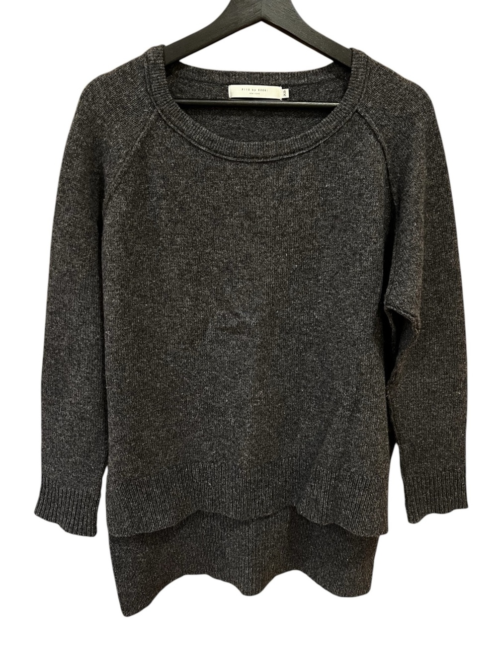 7115 By Szeki Wool High Low Sweater Dark Heather Grey Size XS Minimalist Neutral